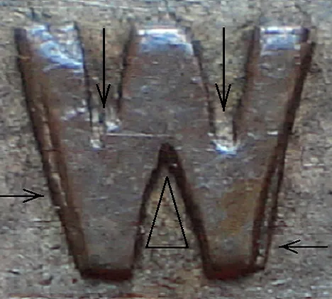 Re-engraved W in NEWF