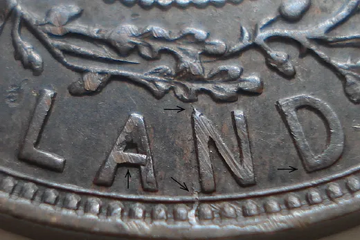 Re-engraved Letters in LAND