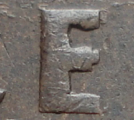 Re-engraved E in CENT