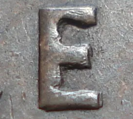 Re-engraved E in CENT