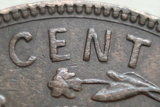 Re-engraved Letters in CENT