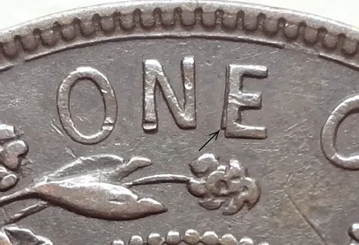 Re-engraved E in CENT
