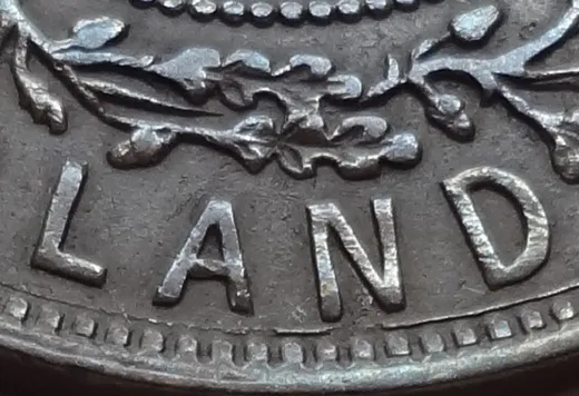 Re-engraved E in LAND