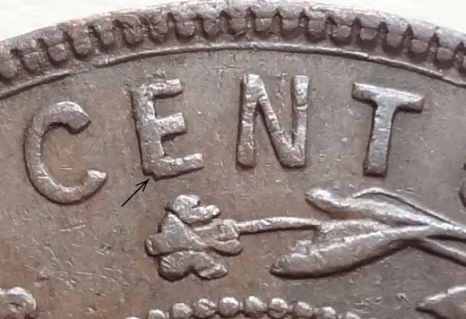 Re-engraved E in CENT