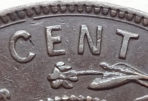 Re-engraved Letters in CENT