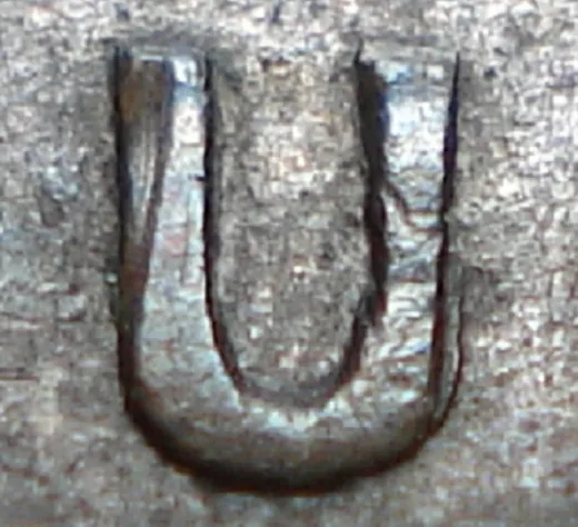 Re-engraved U in OUND