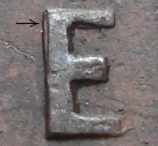 Re-engraved E in CENT