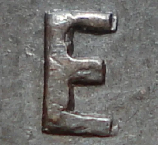 Re-engraved E in CENT