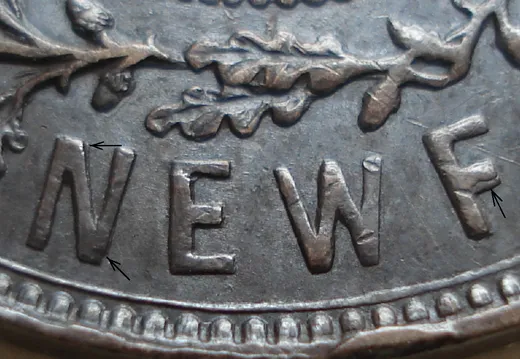 Re-engraved N & F in NEWF