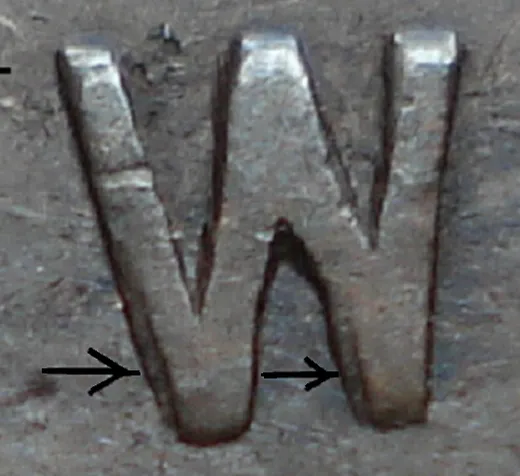 Re-engraved W in NEWF
