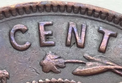 Re-engraved Letters in CENT