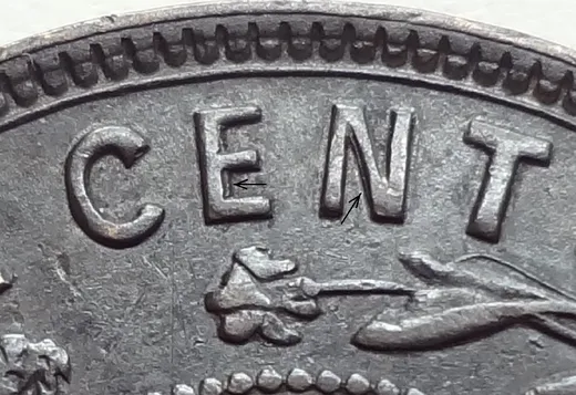 Re-engraved Letters in CENT