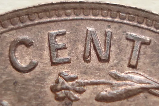 Re-engraved Letters in CENT