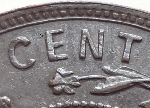 Re-engraved E & N in CENT
