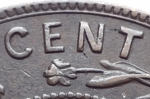 Re-engraved Letters in CENT