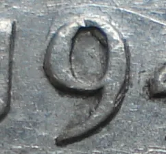 Narrow Date, Near 7, Repunched 9